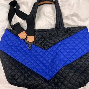 Like New!!  MZ Wallace Medium Deluxe Tote - black and blue chevron